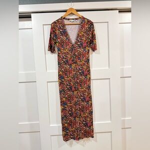 Boden FLORAL PRINT JERSEY MIDI DRESS IN MULTI GARDENIA PETAL- NO BELT